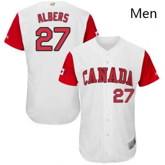 Mens Canada Baseball Majestic 27 Andrew Albers White 2017 World Baseball Classic Authentic Team Jersey